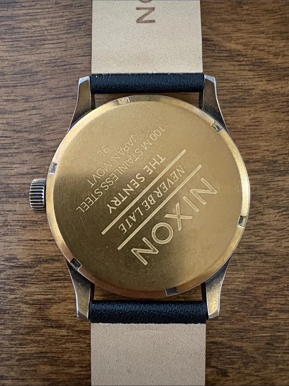 Nixon Sentry Black Leather Strap Watch with Bronze-Tone Case